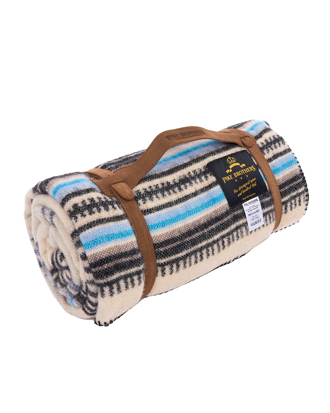 Chimayo Blanket Blue Pike Brothers — vintage blanket, side view