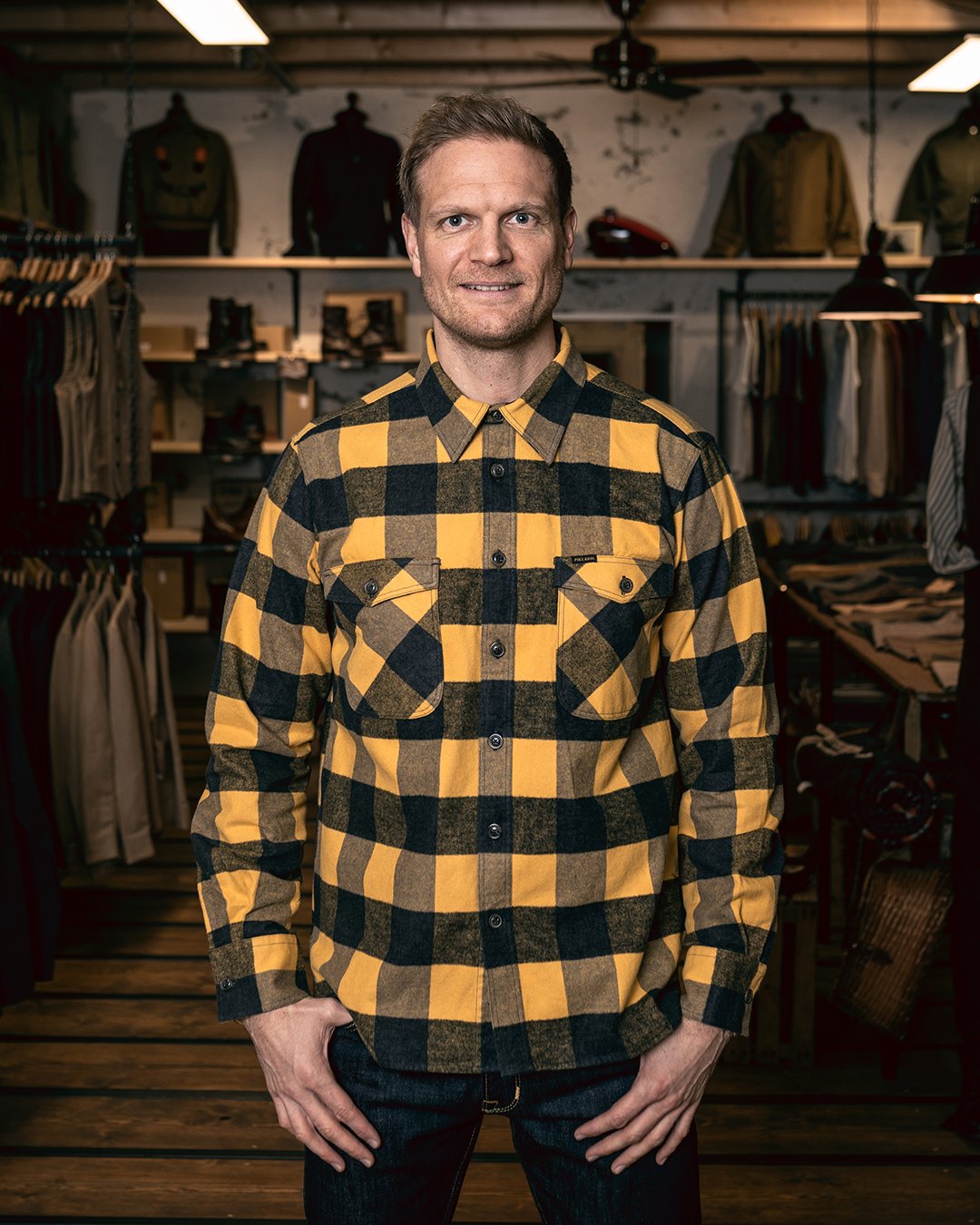 Cpo Shirt Buffalo Yellow Pike Brothers — vintage shirt, front view