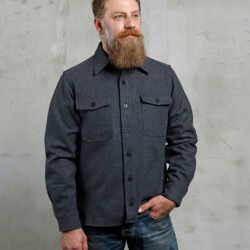 Cpo Shirt Grey Wool Pike Brothers — vintage shirt, front view