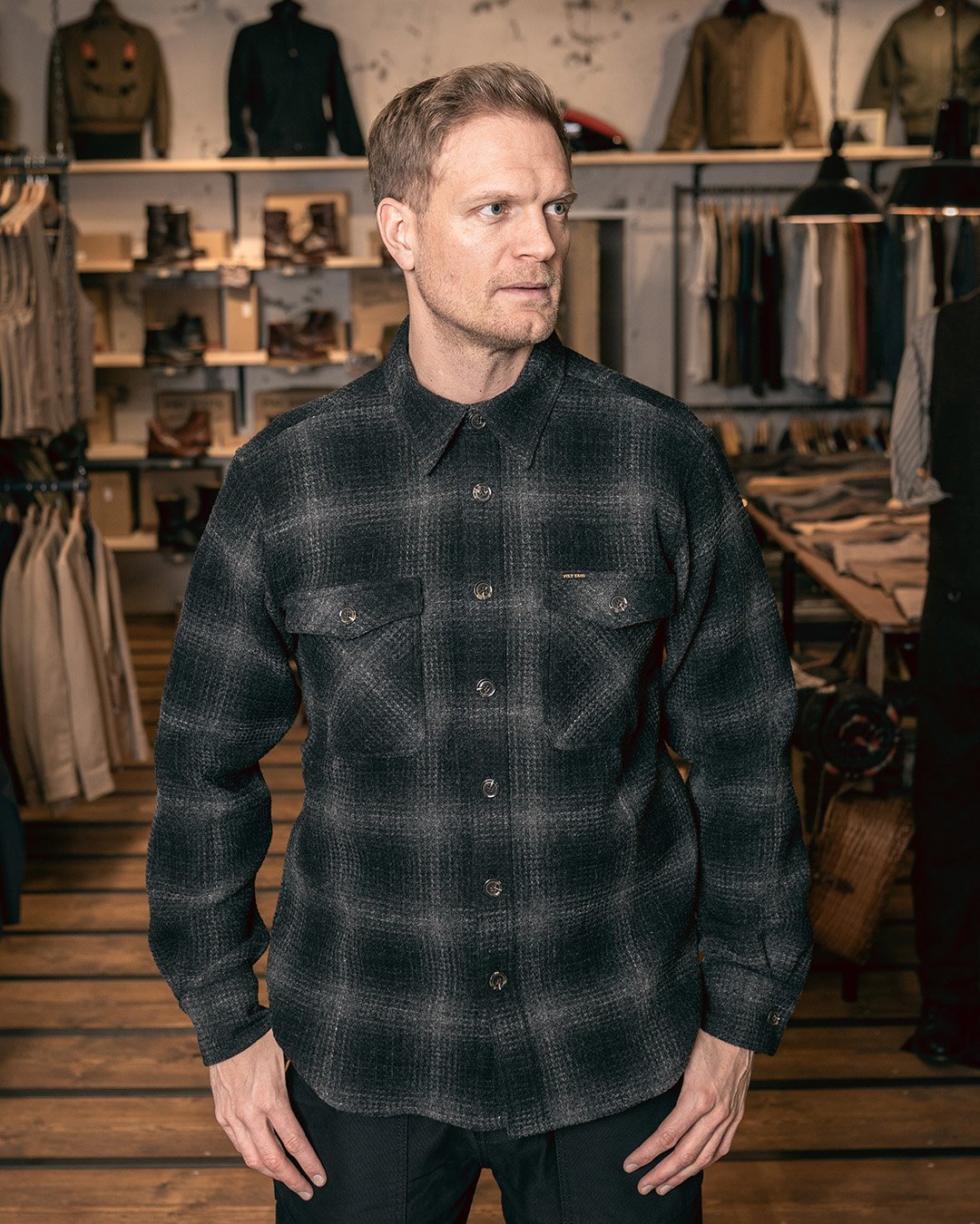 Cpo Shirt Logan Grey Pike Brothers — vintage shirt, pocket detail