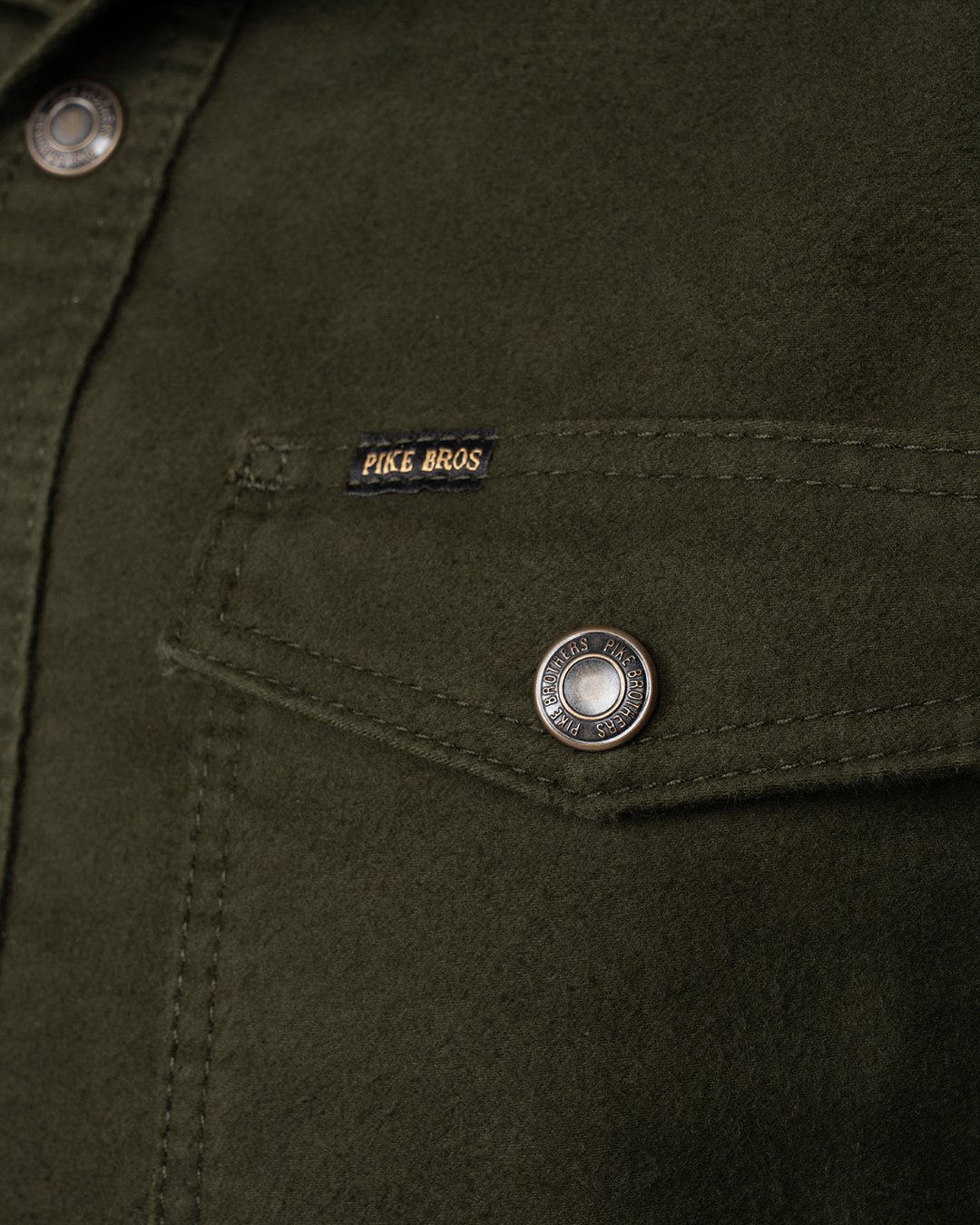 Cpo Shirt Moleskin Moss Pike Brothers — vintage shirt, worn in context
