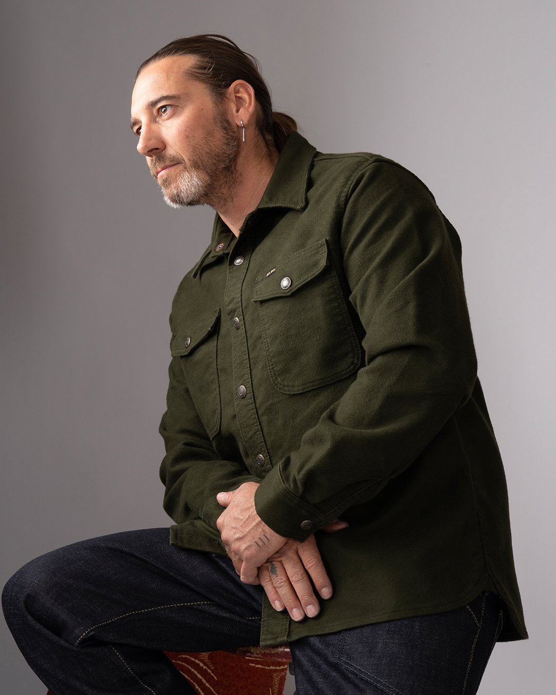 Cpo Shirt Moleskin Moss Pike Brothers — vintage shirt, collar detail