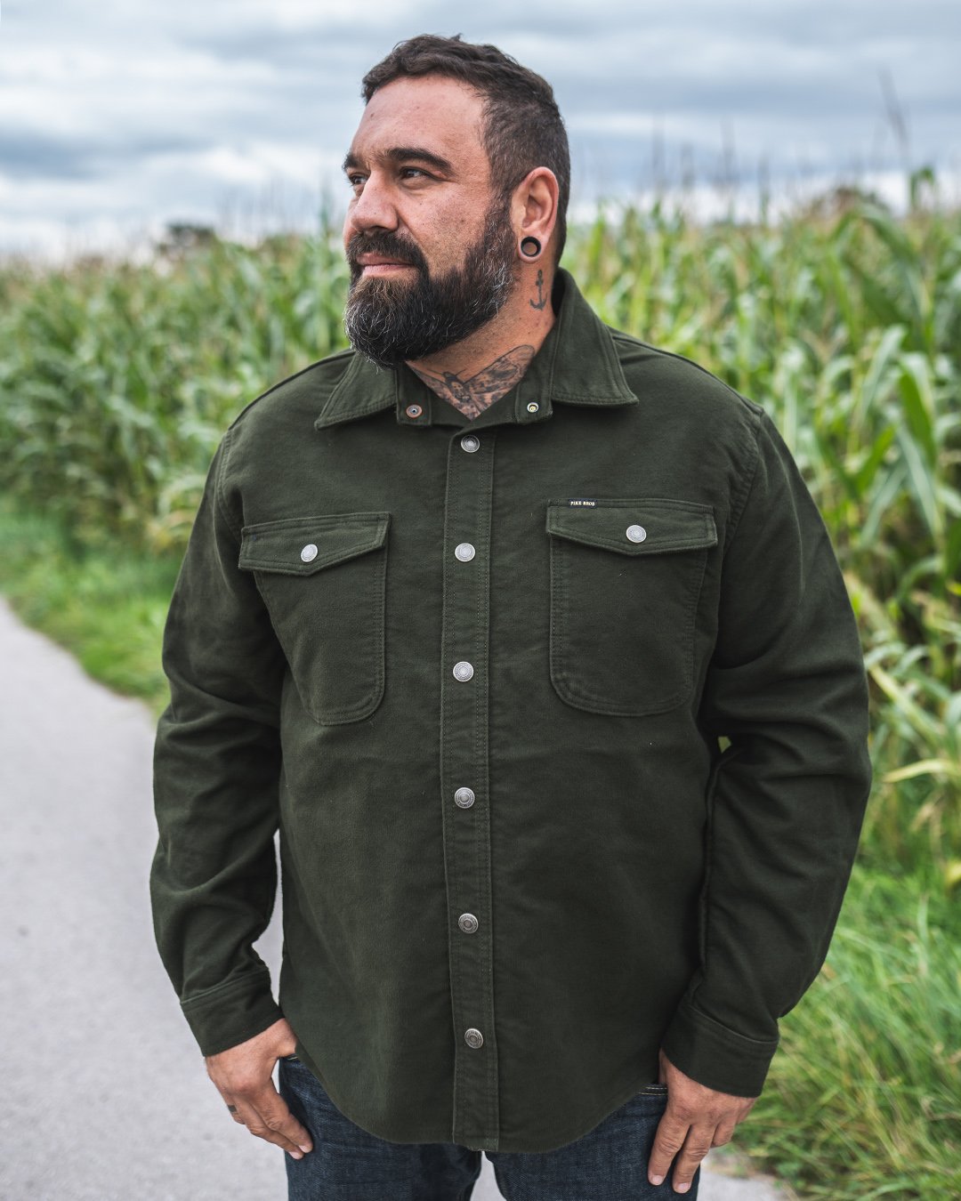 Cpo Shirt Moleskin Moss Pike Brothers — vintage shirt, pocket detail