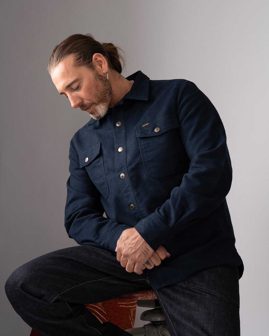 Cpo Shirt Moleskin Navy Pike Brothers — vintage shirt, worn in context