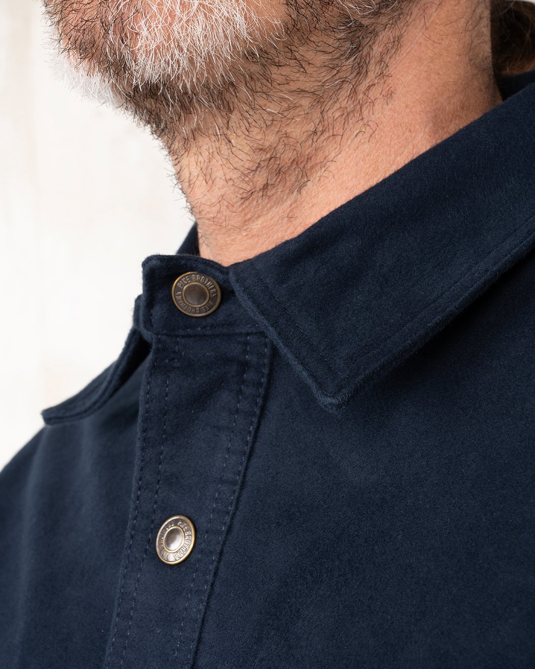 Cpo Shirt Moleskin Navy Pike Brothers — vintage shirt, side view