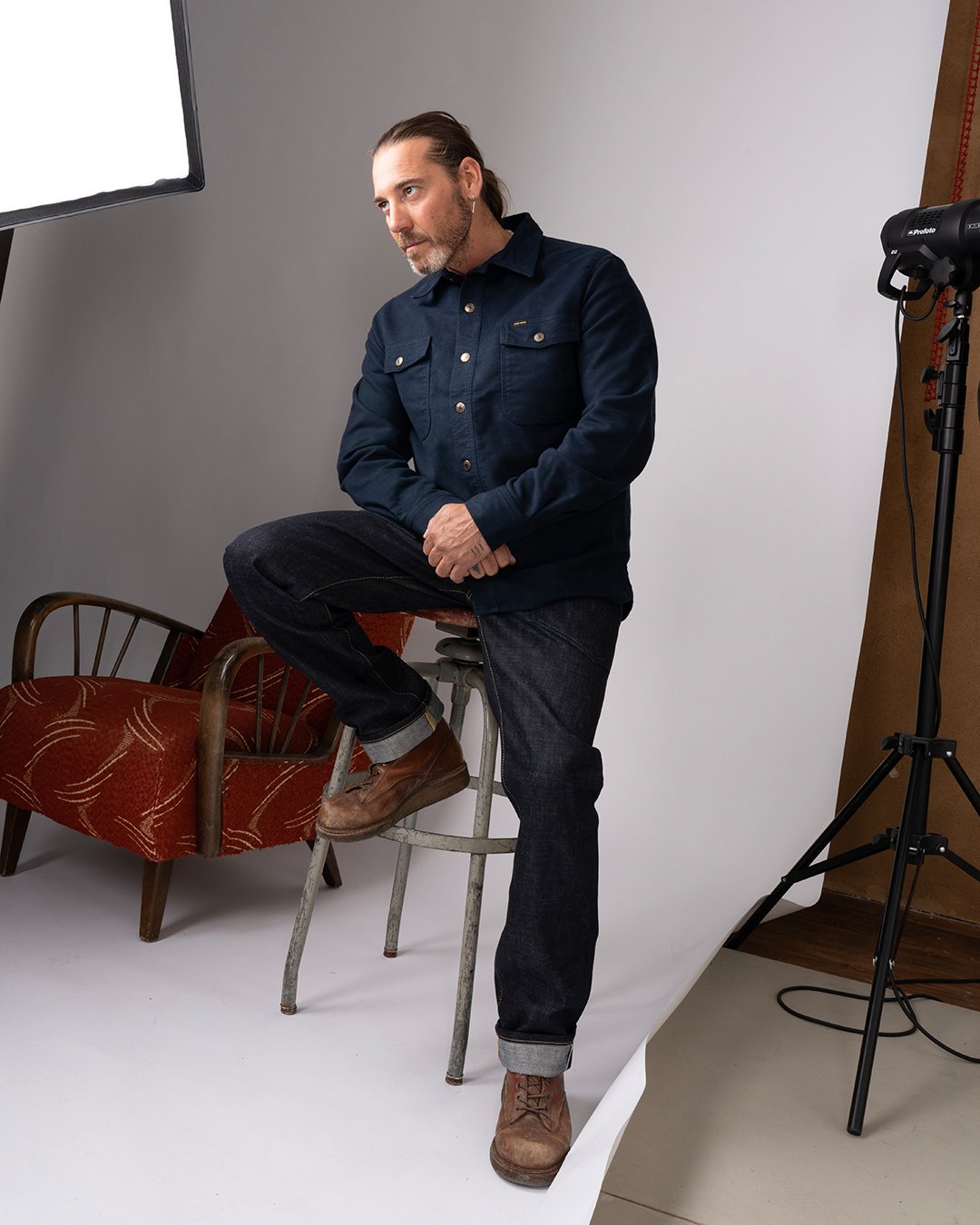 Cpo Shirt Moleskin Navy Pike Brothers — vintage shirt, pocket detail