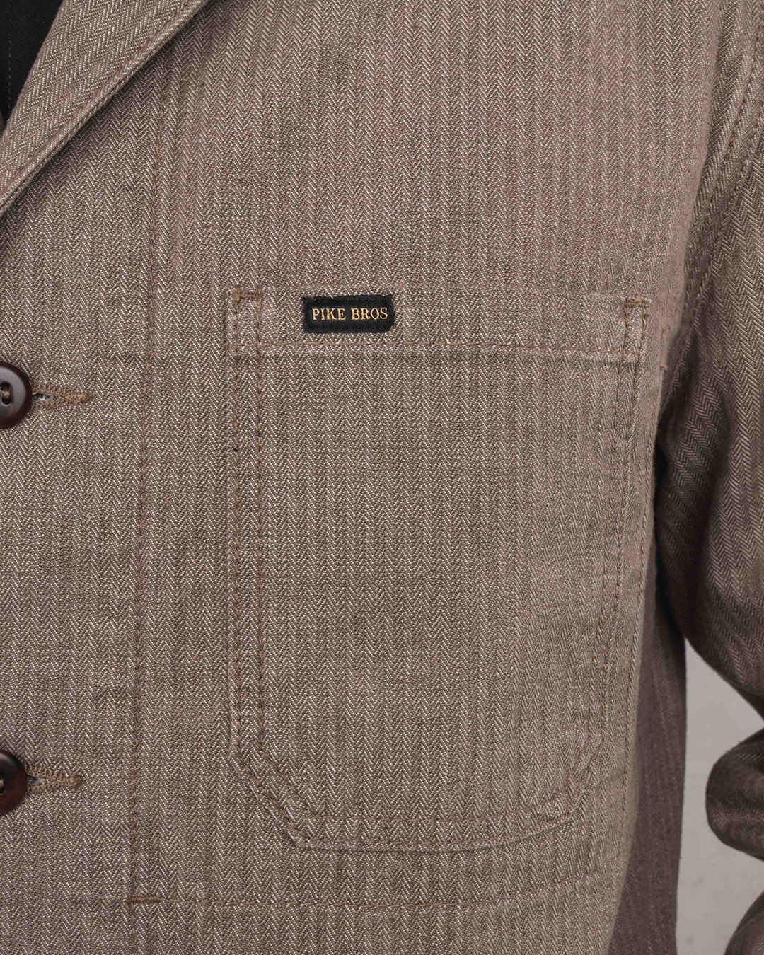 Crafter Jacket Hbt Brown Pike Brothers — veste vintage, détail de la matière