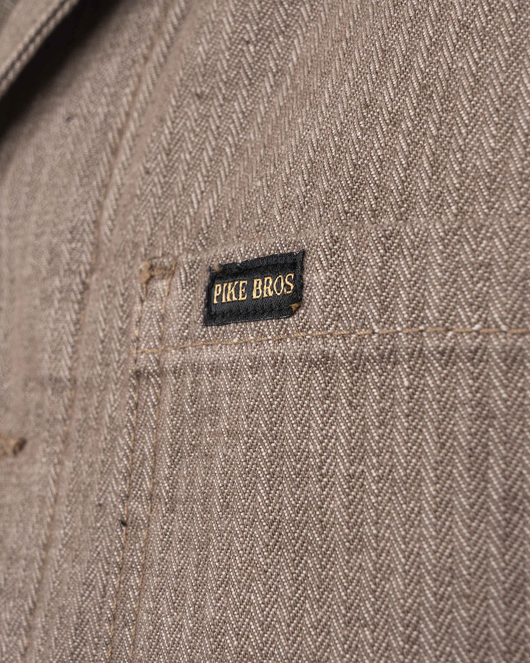 Crafter Jacket Hbt Brown Pike Brothers — veste vintage, détail des finitions