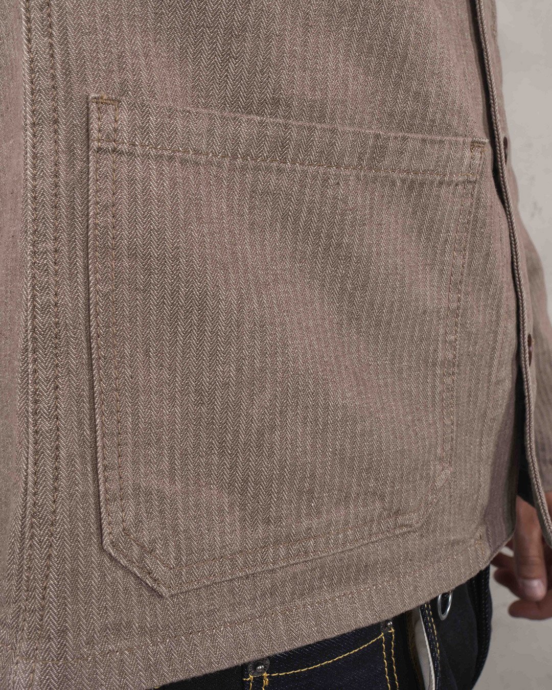 Crafter Jacket Hbt Brown Pike Brothers — veste vintage, détail du col