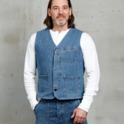 Crafter Vest Blue Wabash Pike Brothers — gilet vintage, vue de face