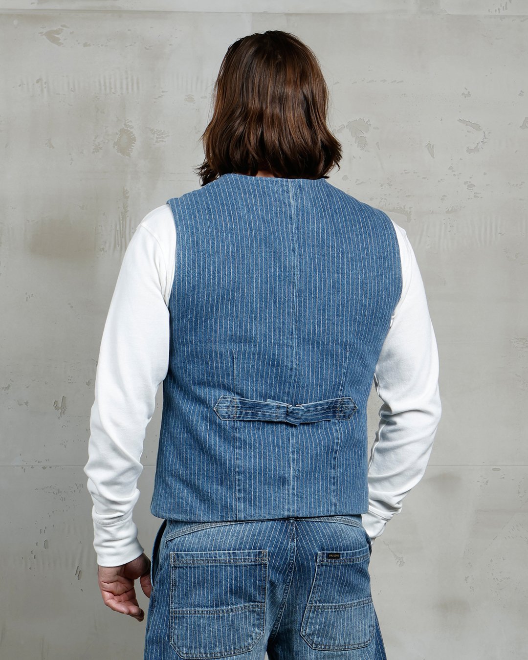 Crafter Vest Blue Wabash Pike Brothers — gilet vintage, vue de dos