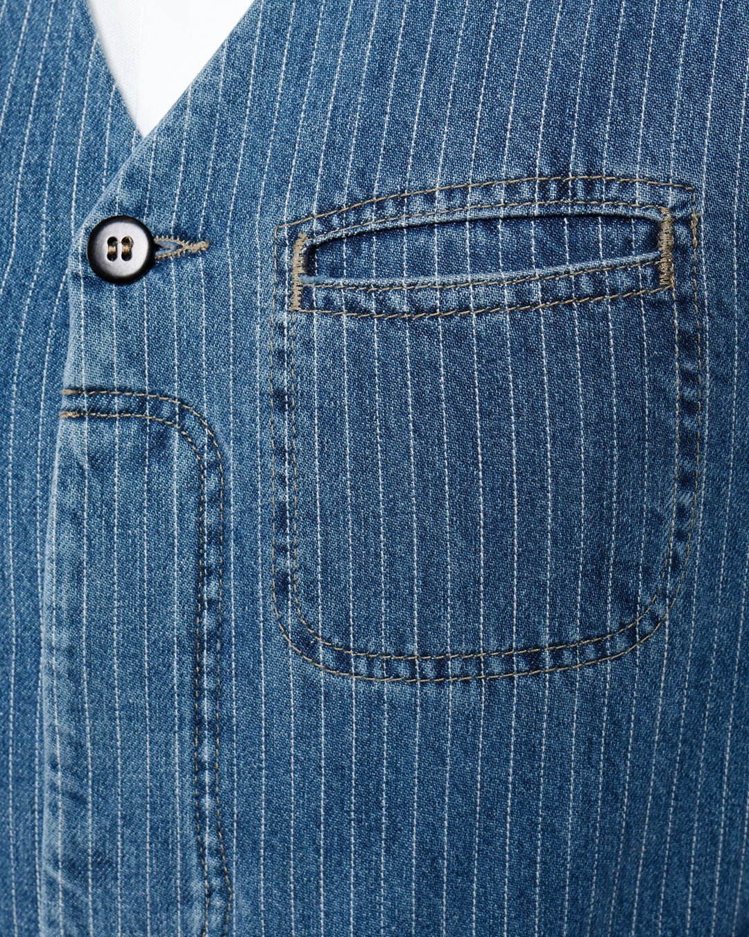 Crafter Vest Blue Wabash Pike Brothers — gilet vintage, porté en situation