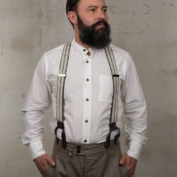 Harvester Braces Beige Pike Brothers — bretelles vintage, vue de face
