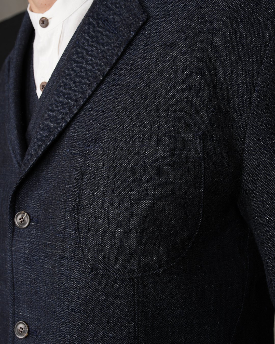 Harvester Jacket Owen Blue Pike Brothers — veste vintage, détail de la matière