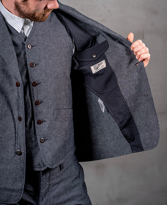 Harvester Jacket Smoke Grey Pike Brothers — veste vintage, vue d’ensemble