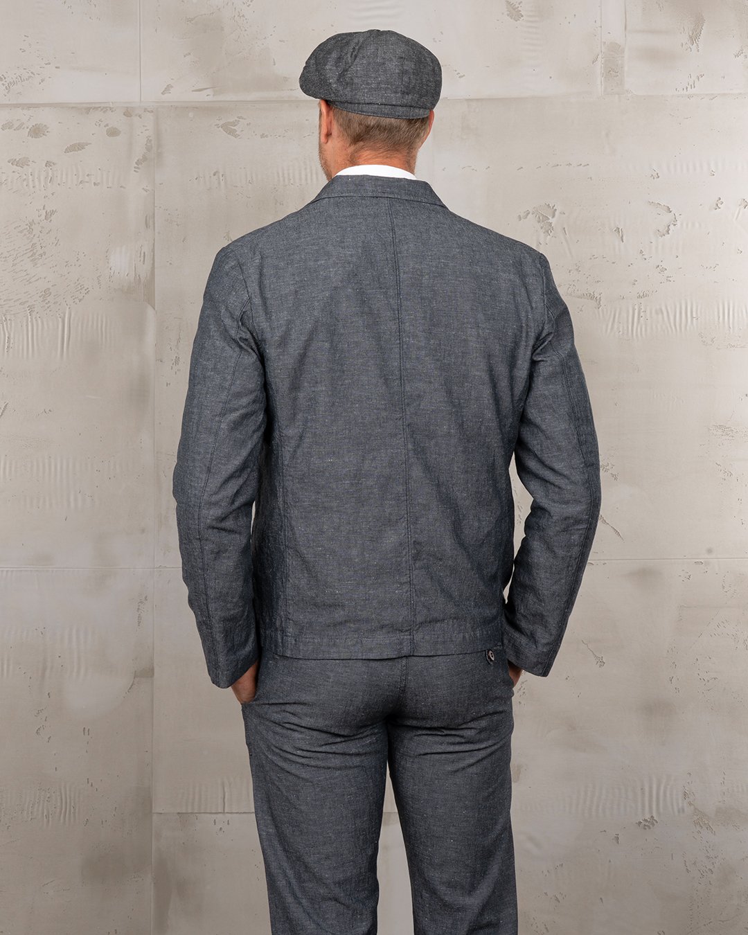 Harvester Jacket Smoke Grey Pike Brothers — veste vintage, détail de la matière