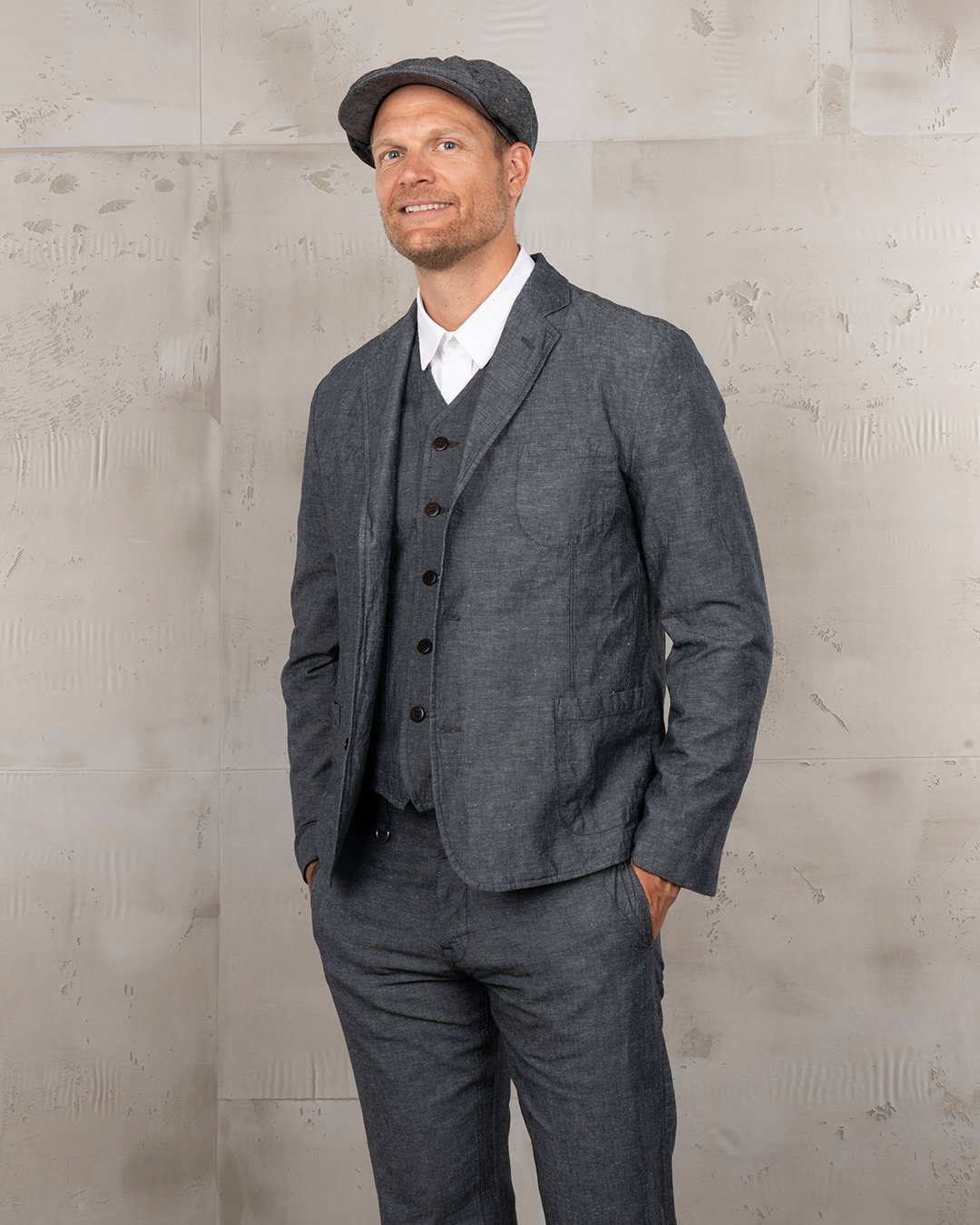 Harvester Jacket Smoke Grey Pike Brothers — veste vintage, détail des finitions