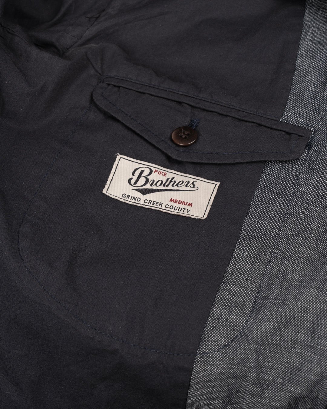 Harvester Jacket Smoke Grey Pike Brothers — veste vintage, détail du col