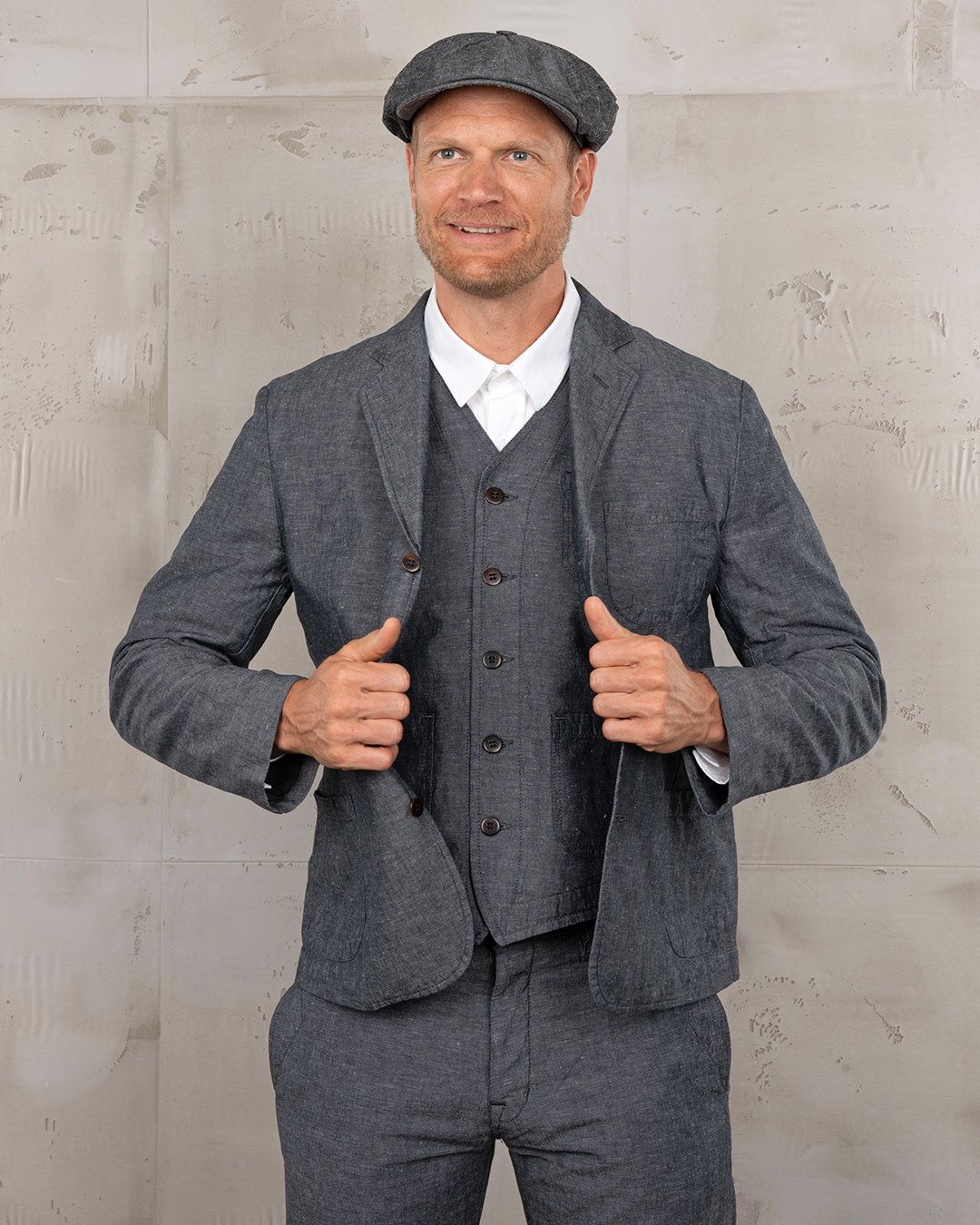 Harvester Jacket Smoke Grey Pike Brothers — veste vintage, détail des boutons