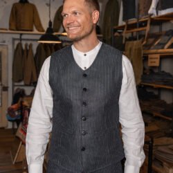 Hauler Vest Blue Wabash Pike Brothers — gilet vintage, vue de face