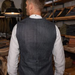 Hauler Vest Blue Wabash Pike Brothers — gilet vintage, vue de dos Hauler Vest Blue Wabash Pike Brothers — gilet vintage, vue de dos