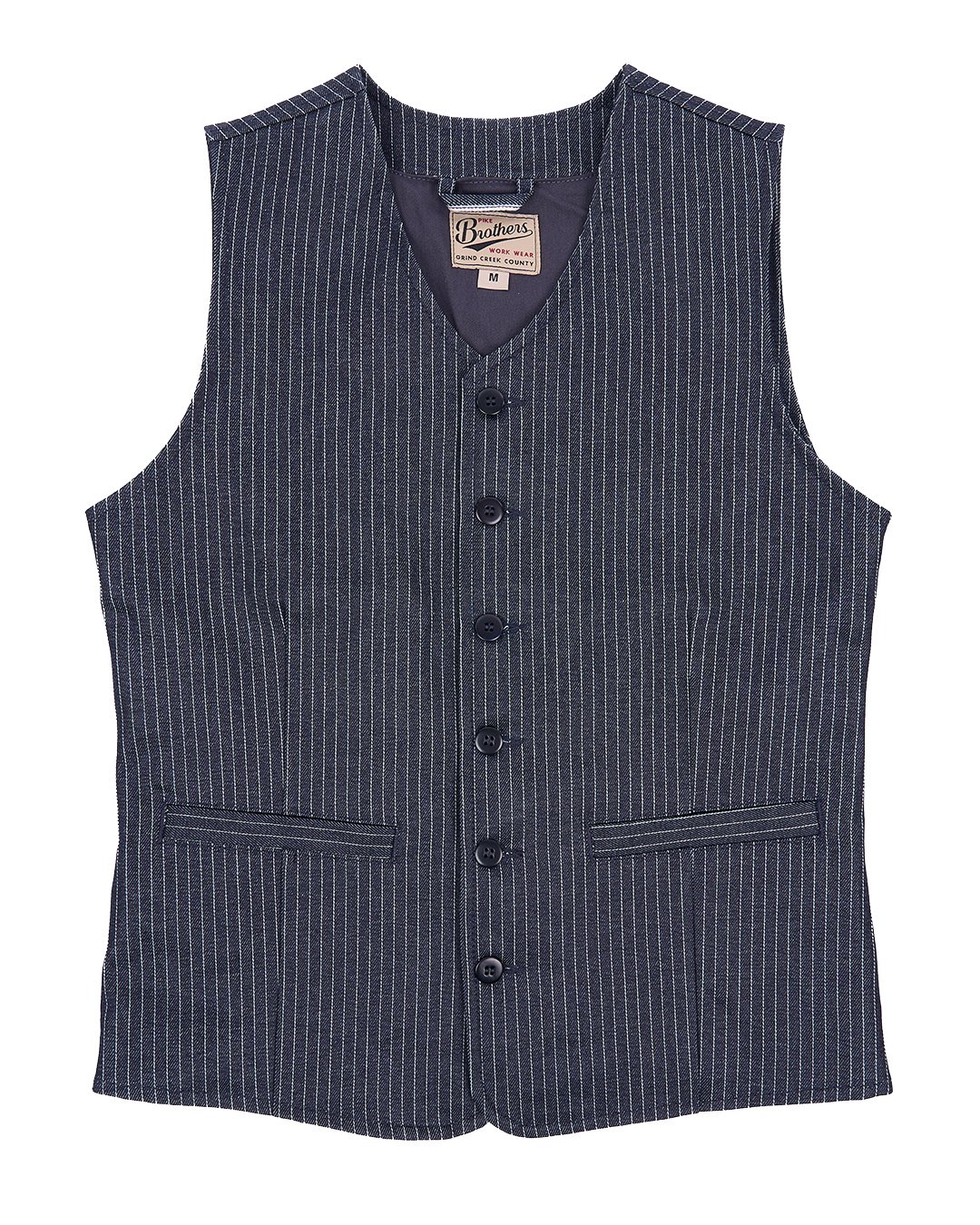 Hauler Vest Blue Wabash Pike Brothers — gilet vintage, détail de la matière