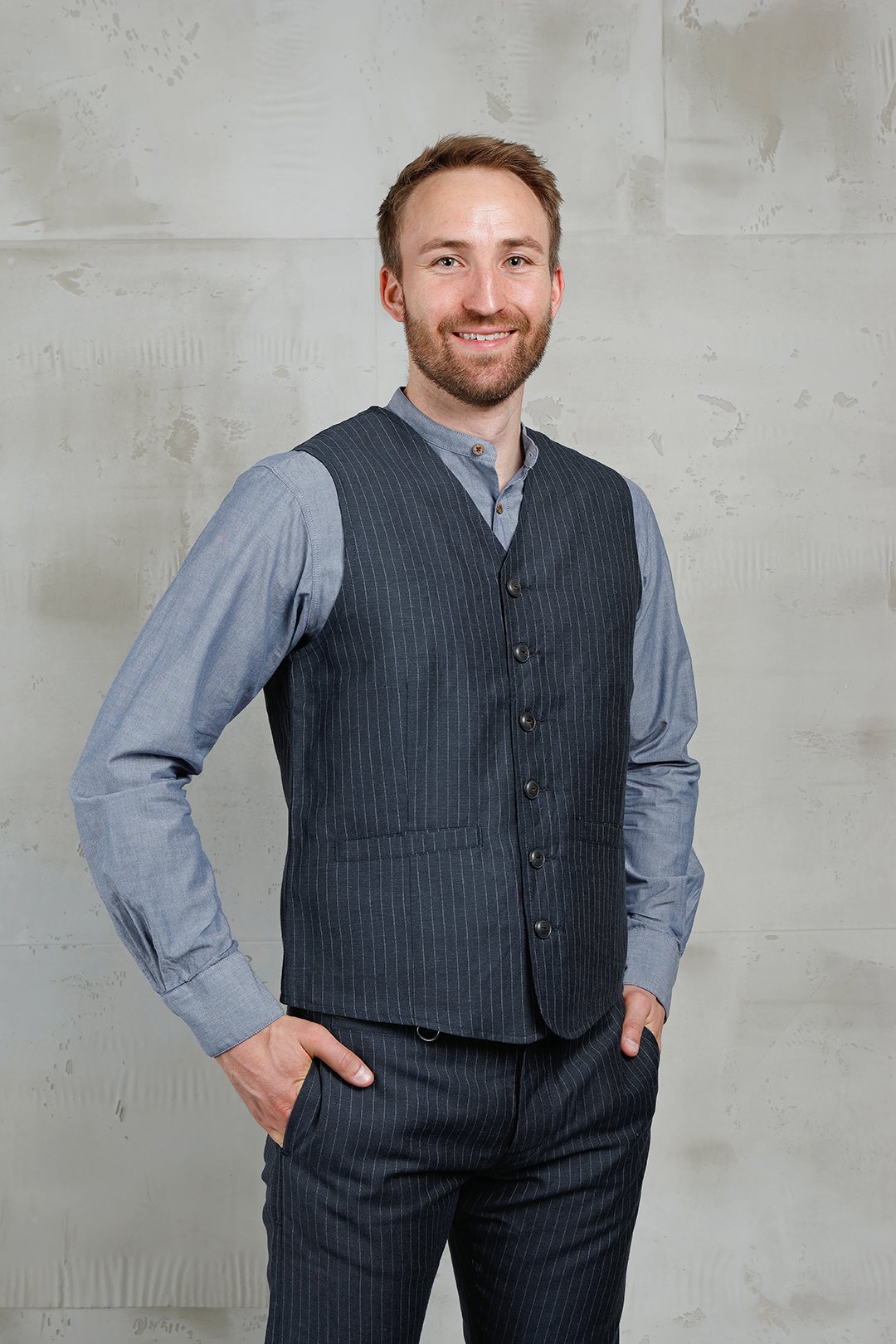 Hauler Vest Chicago Blue Pike Brothers — gilet vintage, vue de face