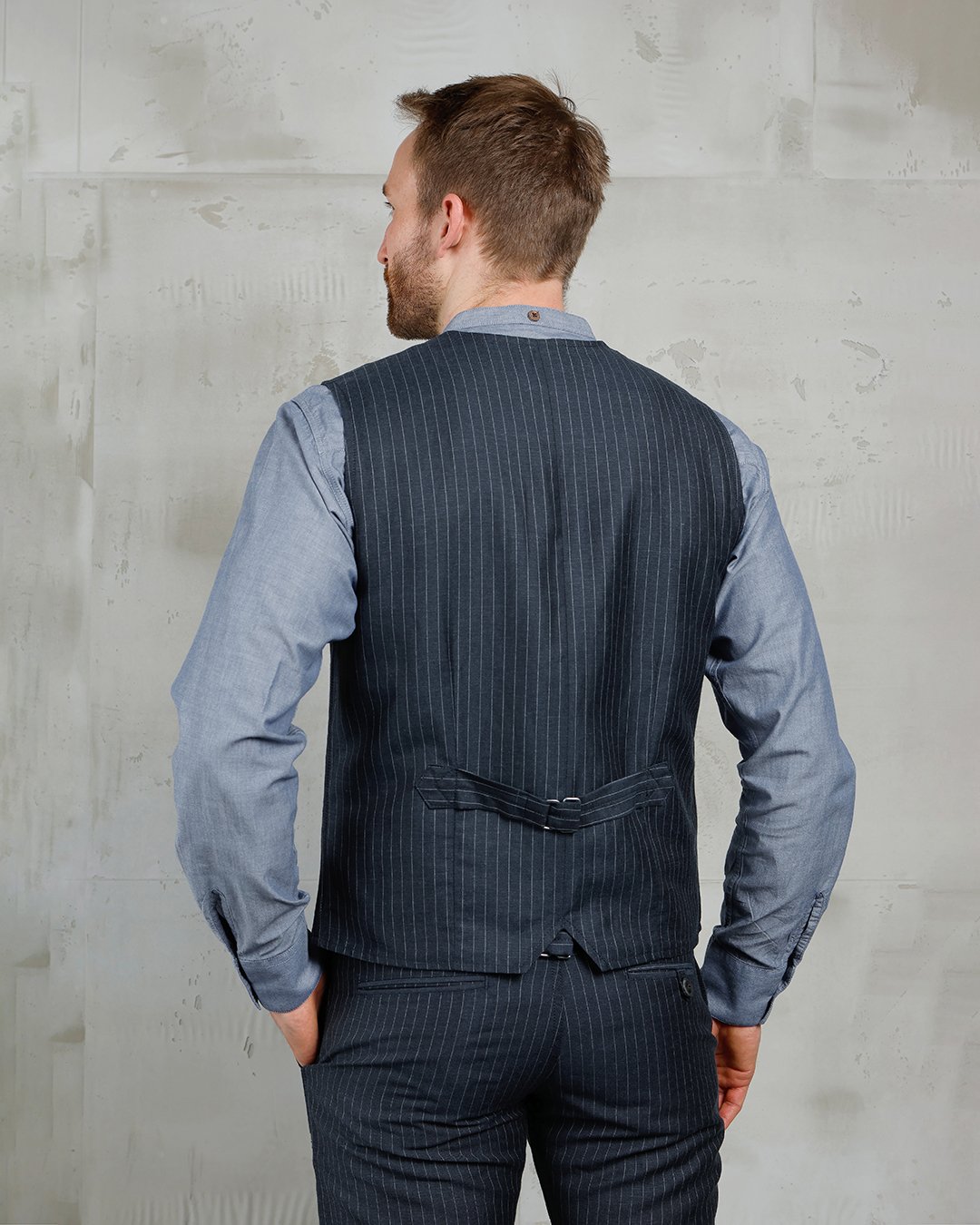 Hauler Vest Chicago Blue Pike Brothers — gilet vintage, vue de dos