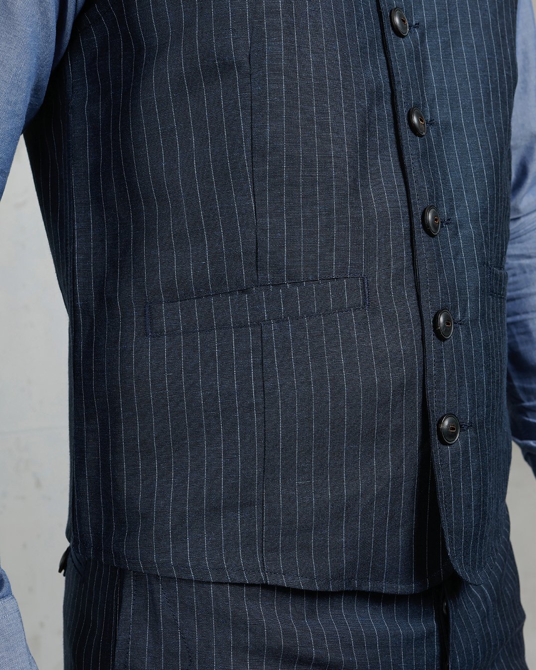 Hauler Vest Chicago Blue Pike Brothers — gilet vintage, détail des finitions