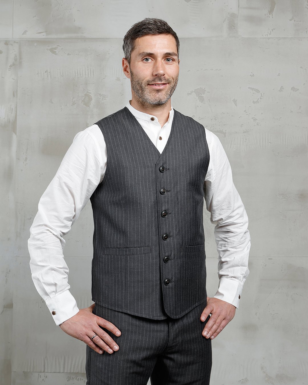 Hauler Vest Chicago Grey Pike Brothers — gilet vintage, vue de face