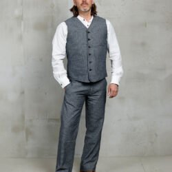 Hauler Vest Grey Striped Pike Brothers — gilet vintage, vue de dos Hauler Vest Grey Striped Pike Brothers — gilet vintage, vue de dos