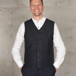Hauler Vest Owen Blue Pike Brothers — gilet vintage, vue de face