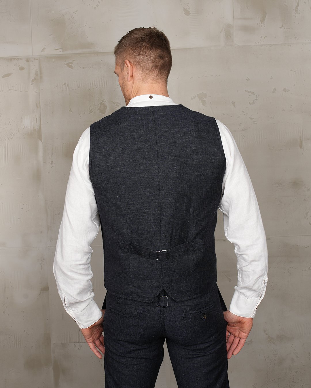 Hauler Vest Owen Blue Pike Brothers — gilet vintage, vue de dos