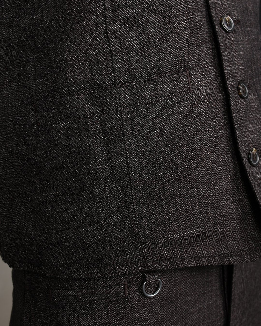 Hauler Vest Owen Brown Pike Brothers — gilet vintage, détail des finitions