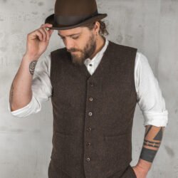 Hauler Vest Upland Brown Pike Brothers — gilet vintage, vue de face