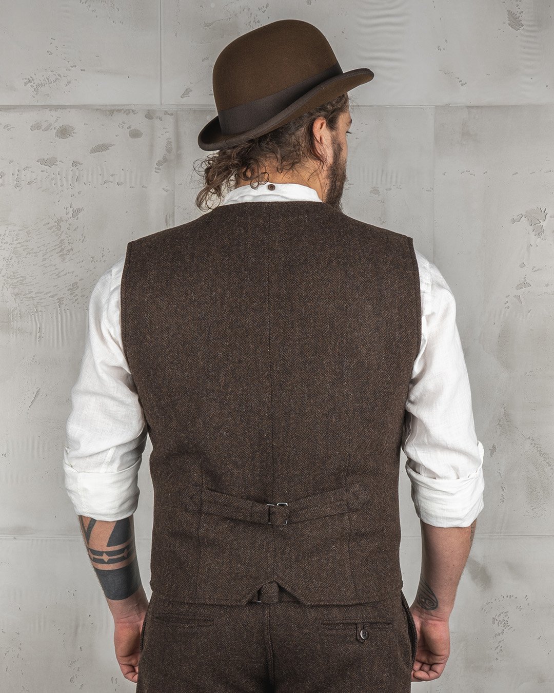Hauler Vest Upland Brown Pike Brothers — gilet vintage, vue de dos