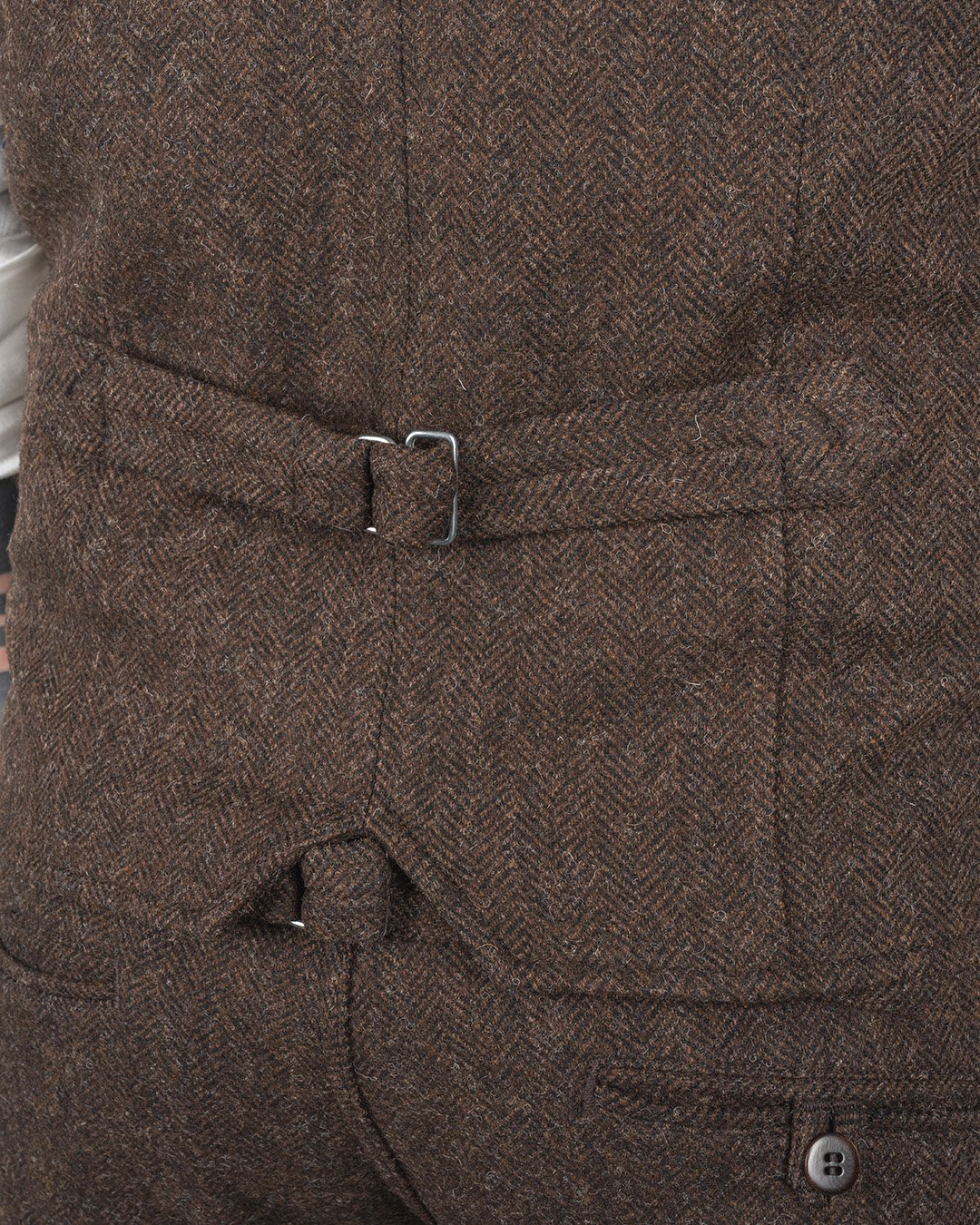 Hauler Vest Upland Brown Pike Brothers — gilet vintage, détail des finitions