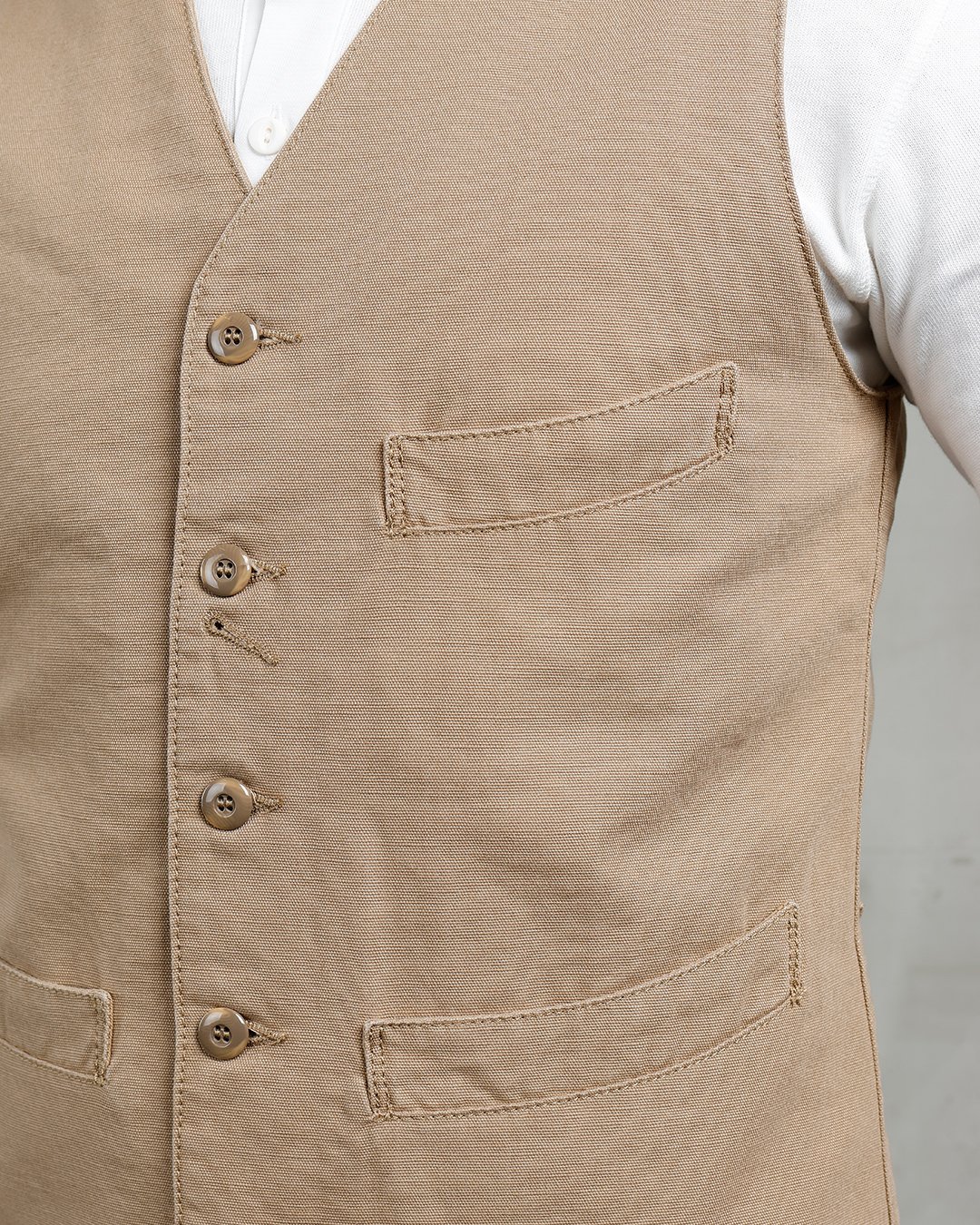 Hazienda Vest Panama Beige Pike Brothers — gilet vintage, détail de la matière