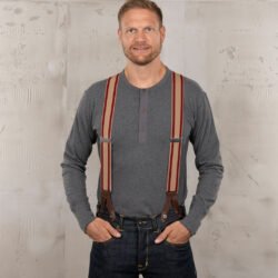 Heavy Duty Braces Red Pike Brothers — bretelles vintage, vue de trois quarts