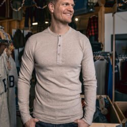 Henley Shirt Long Sleeve Pike Brothers — vintage shirt, front view