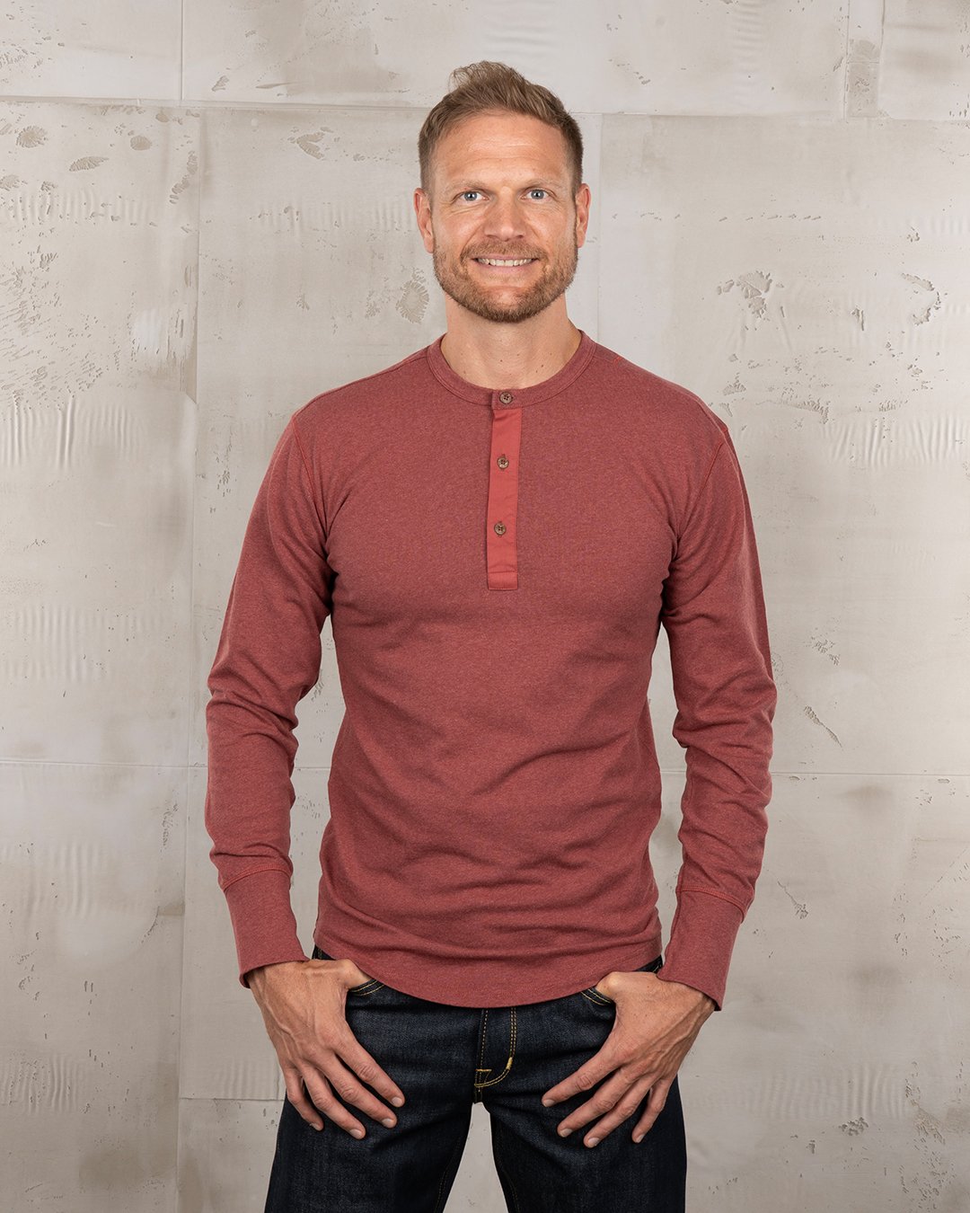 Henley Shirt Long Sleeve Pike Brothers — vintage shirt, front view