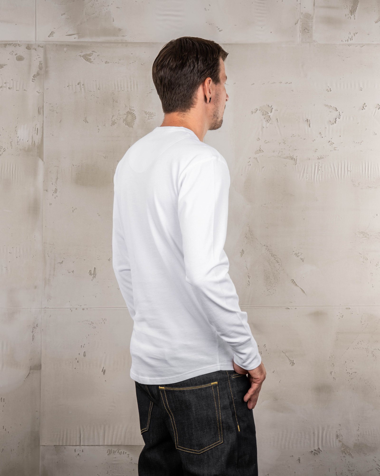 Henley Shirt Long Sleeve Pike Brothers — vintage shirt, back view