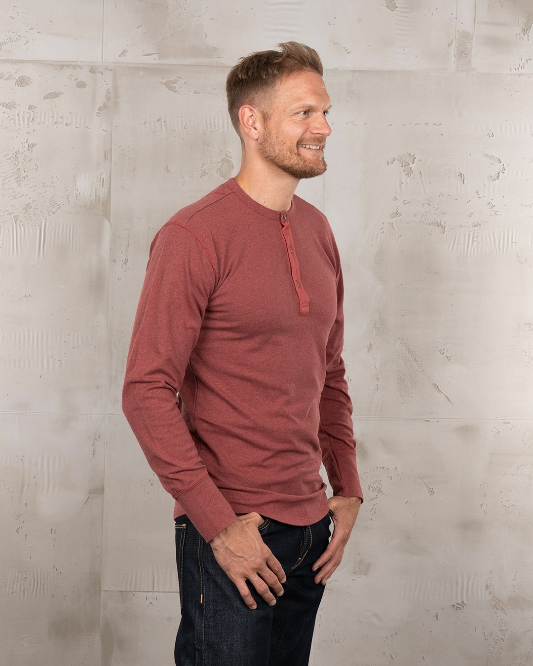 Henley Shirt Long Sleeve Pike Brothers — vintage shirt, back view