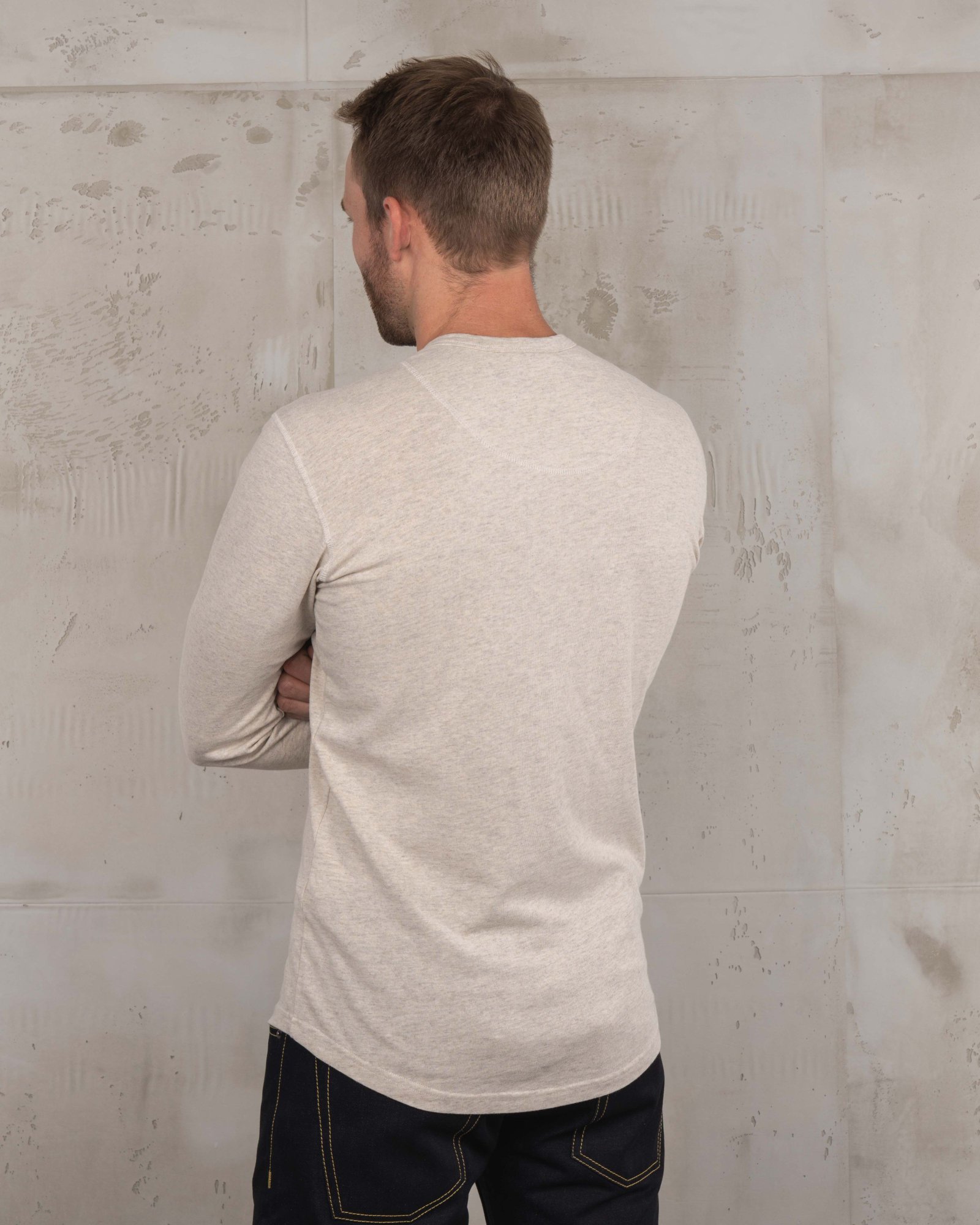 Henley Shirt Long Sleeve Pike Brothers — vintage shirt, fabric close-up
