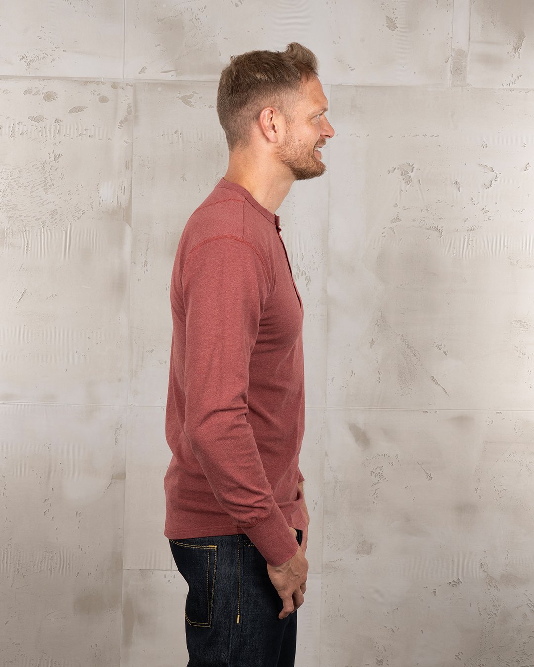 Henley Shirt Long Sleeve Pike Brothers — vintage shirt, fabric close-up
