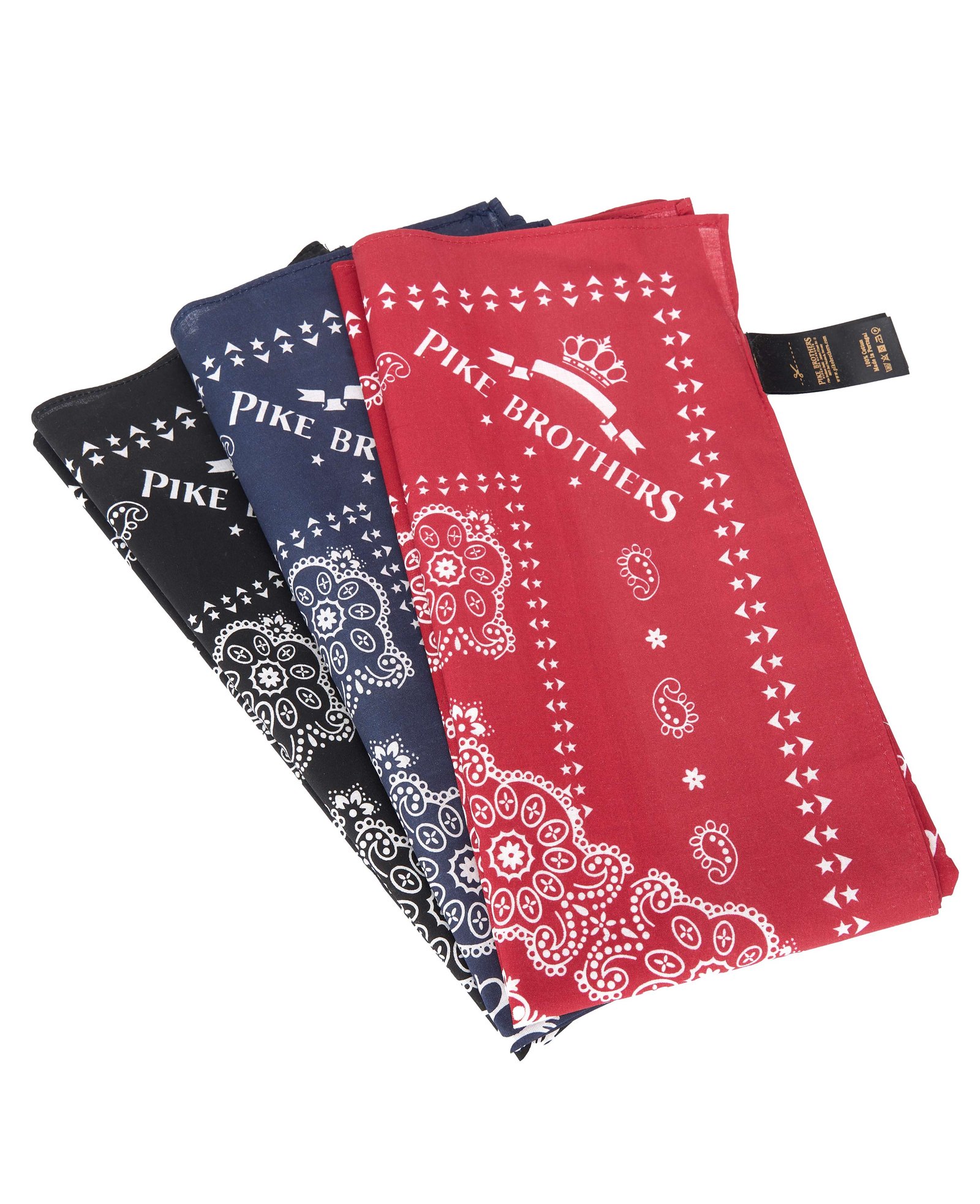 Logo Bandana Red Pike Brothers — accessoire vintage, détail de la matière