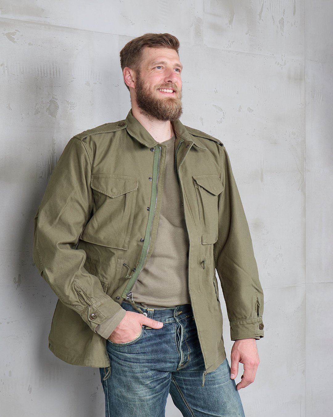 M1951 Field Jacket Olive Pike Brothers — vintage jacket, button detail