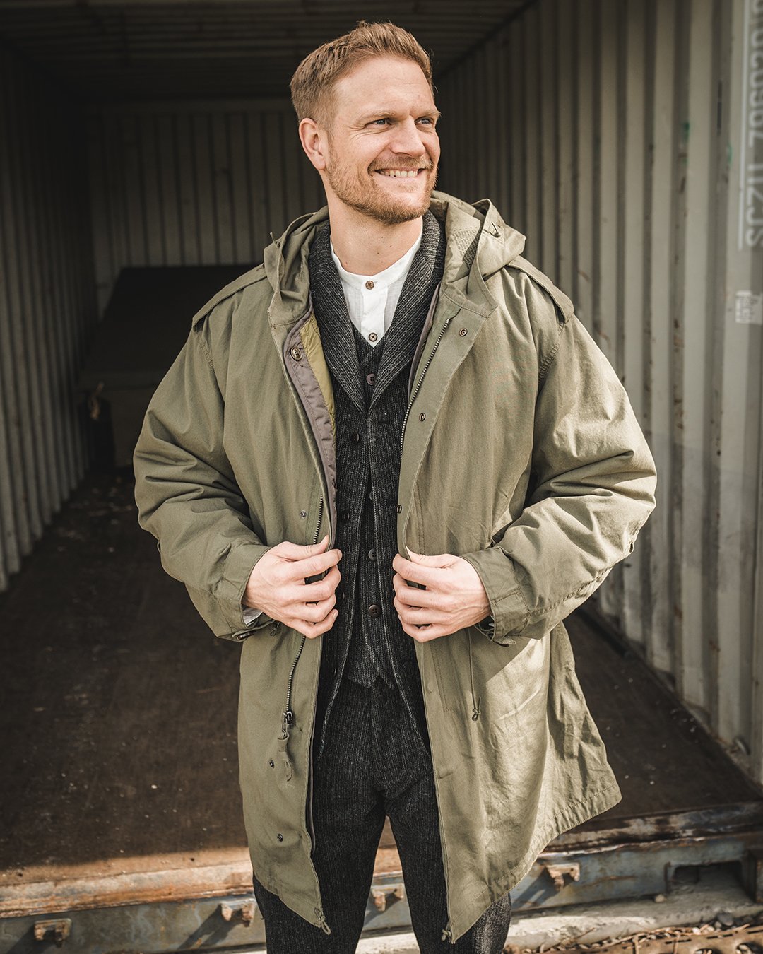 M1951 Field Parka Olive Pike Brothers — veste vintage, détail du col