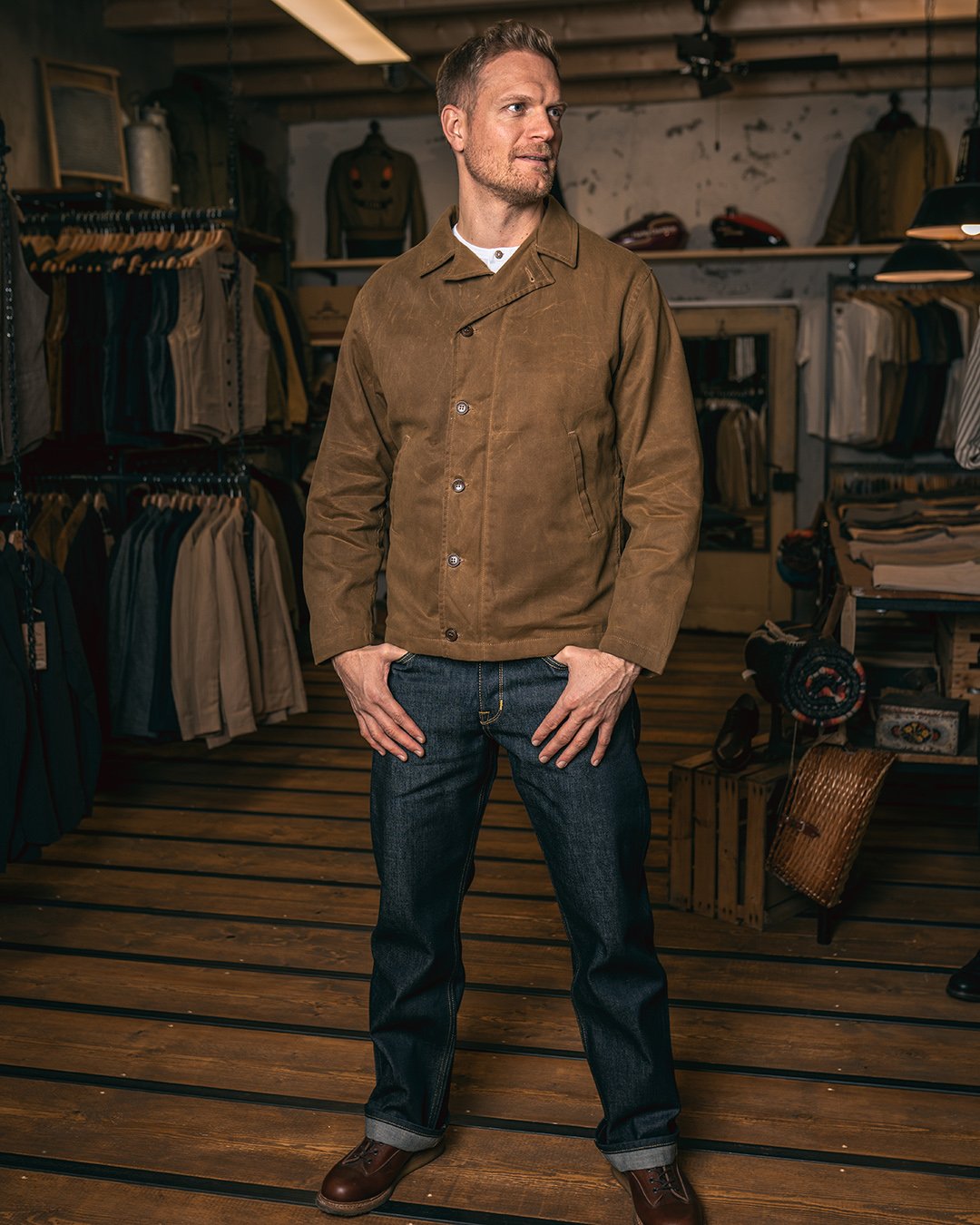 N4 Deck Jacket Waxed Pike Brothers — vintage jacket, pocket detail