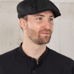 Newsboy Cap Chicago Black Pike Brothers — casquette vintage, vue de face